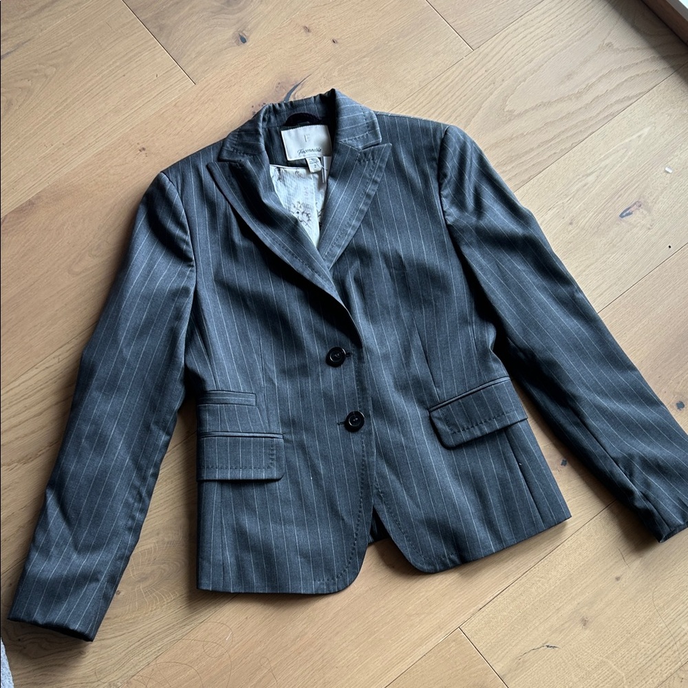 Women's Pinstripe Tailored Blazer - Dark Gray